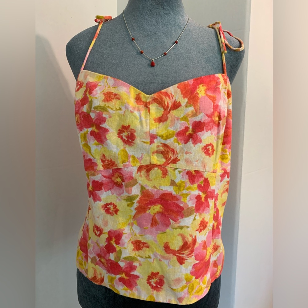 NWT Old Navy Floral Linen Camisole Top Size XL
